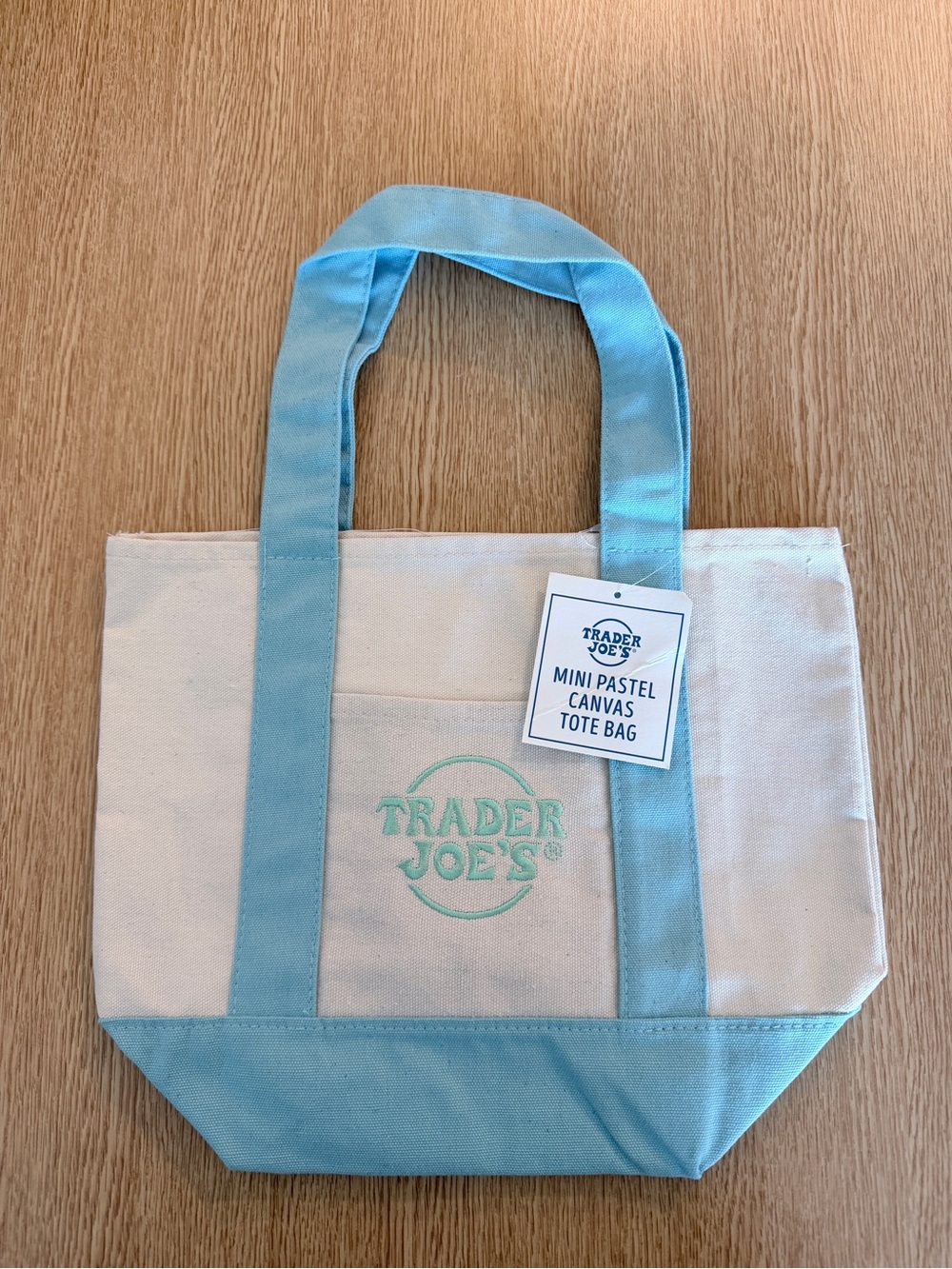 Mini Pastel Blue Canvas Tote Bag